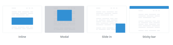 ConvertKit Display Form Types - Inline, Modal, Slide In, and Sticky Bar