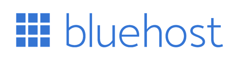 Bluehost logo - a blue and white logo featuring the word "Bluehost" in blue letters with a white background. Alt text optimized for "Bluehost web hosting review."