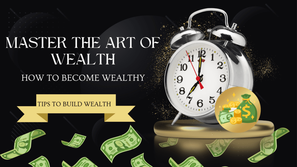 An analogue alarm clock and cash, symbolizing the concept of time and wealth, key elements in learning how to become wealthy.