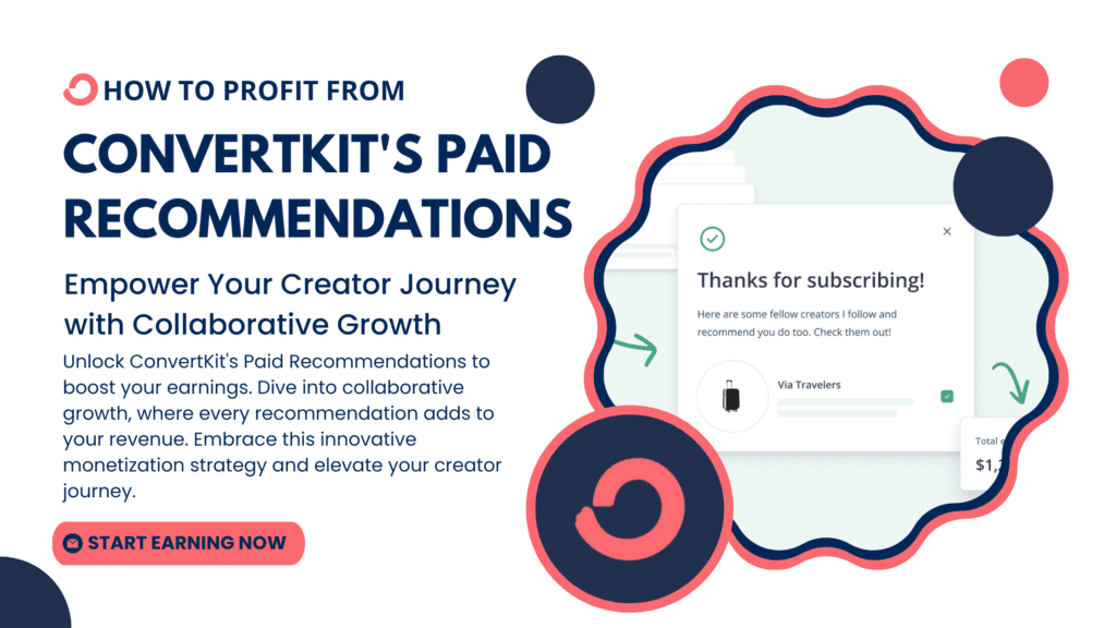 Thank You message for new subscribers with ConvertKit's Paid Recommendations displayed.