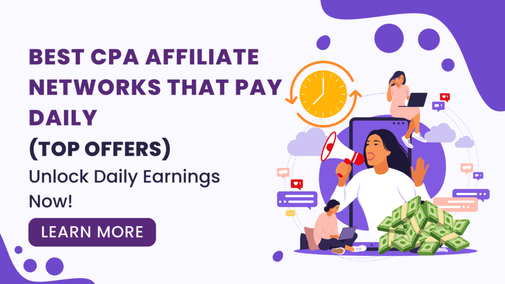 Infographic highlighting top CPA networks that pay daily