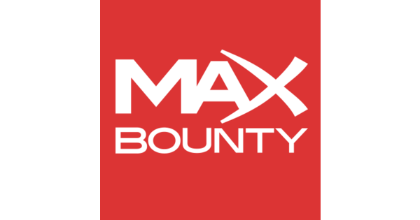 The MaxBounty logo written in white text placed on a red background
