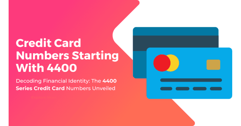 A graphic representation of credit cards with the title "Credit Card Numbers Starting With 4400" and a subtitle "Decoding Financial Identity: The 4400 Series Credit Card Numbers Unveiled.
